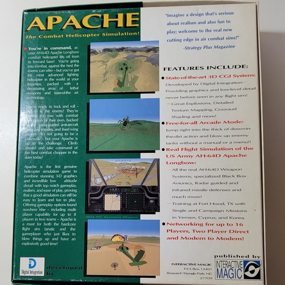 Apache The Combat Helicopter Simulation PC CD-ROM Game Big Box Complete - Picture 4 of 9